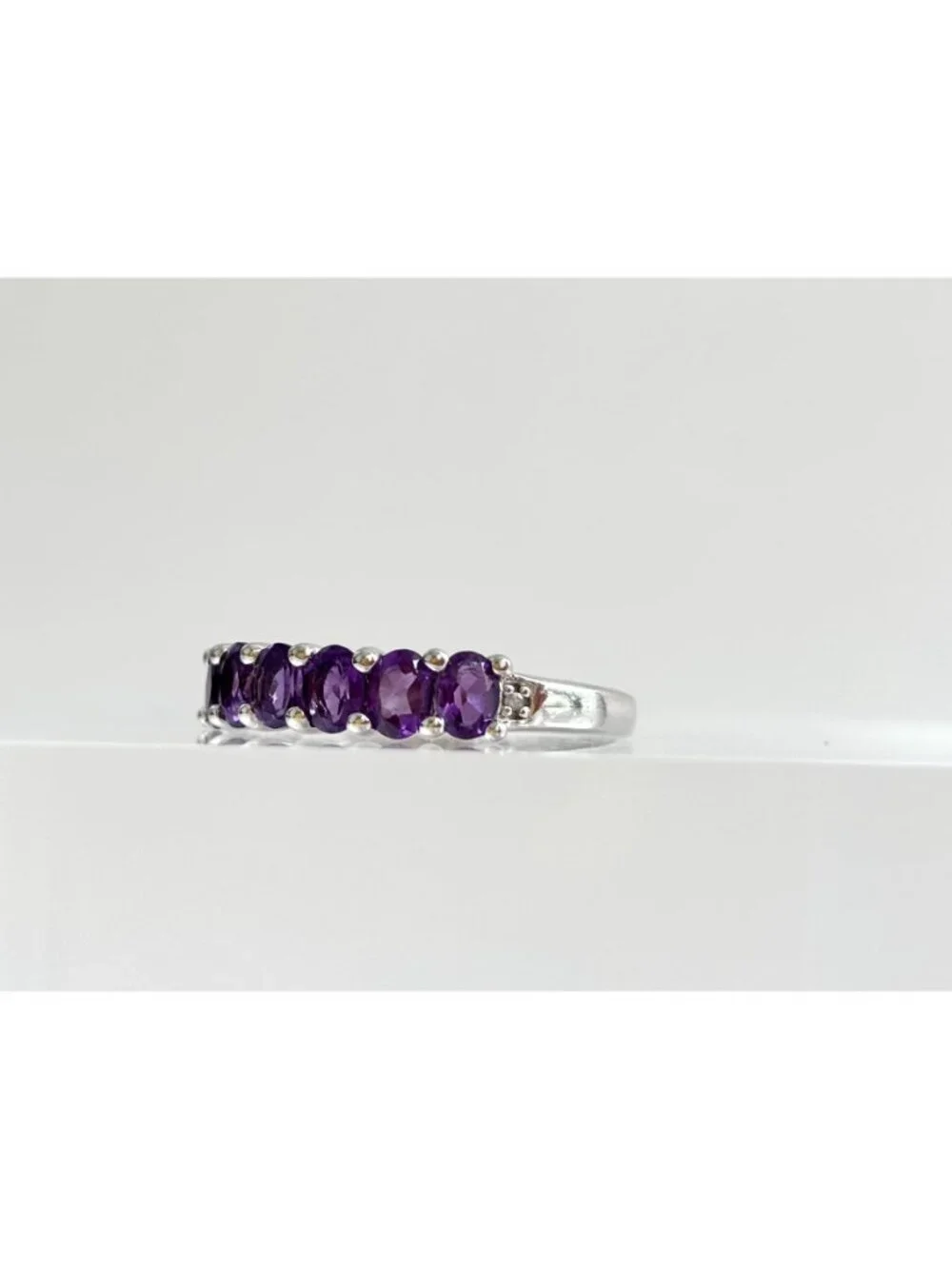 Thai Made Amethyst Gemstone Oval Cut Sterling Silver 925 Vintage Ring - sz 7.75